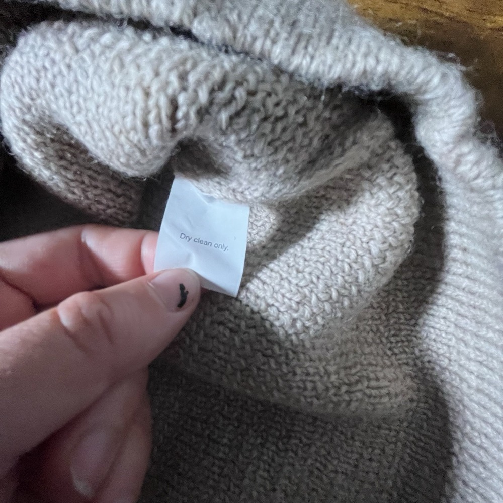 J. Crew Thick Wool Sweater Vintage 90s Pullover Beige Crewneck Knit Men's Small - Picture 5 of 6